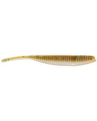 Gary Yamamoto 4" Shad Shape Worm Light Green Pumpkin / Large Green Purple / Clear Laminate / 000