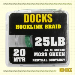 Docks Hooklink Braid Neutral Buoyancy Moss Green 25lb 20m
