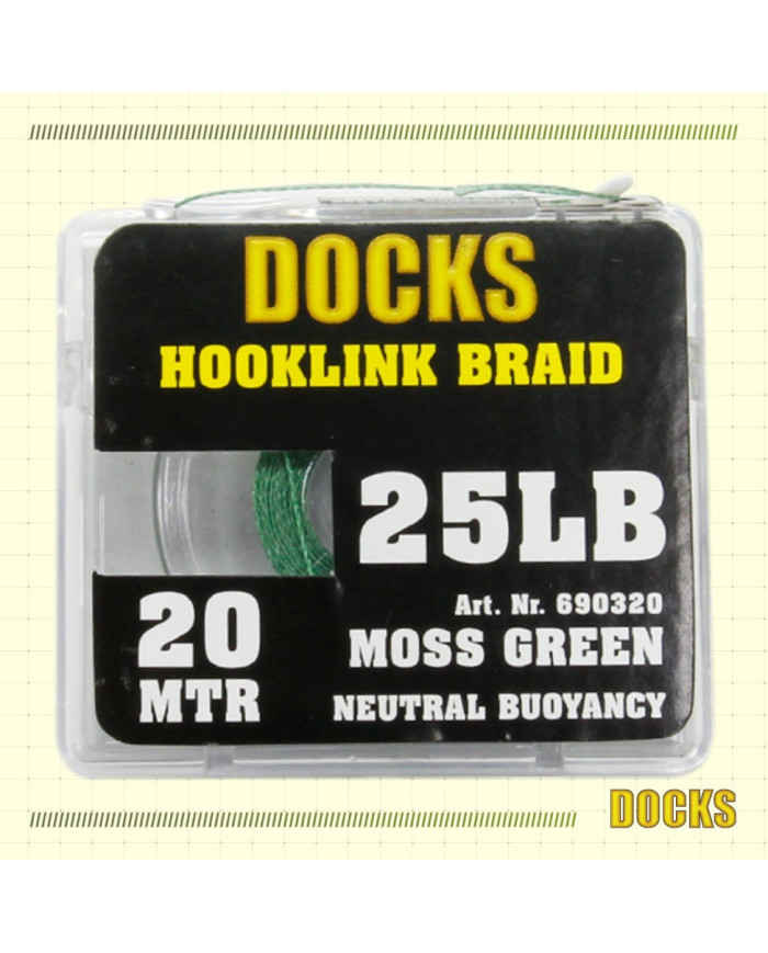 Docks Hooklink Braid Neutral Buoyancy Moss Green 25lb 20m Docks Hooklink Braid Neutral Buoyancy Moss Green 25lb 20m
