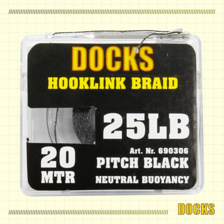 Docks Hooklink Braid Neutral Buoyancy Pitch Black 25lb 20m