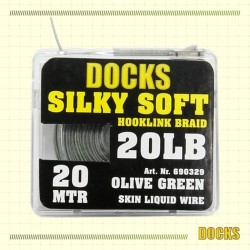 Docks Hooklink Braid Skin Liquid Wire Olive Green 20lb 20m