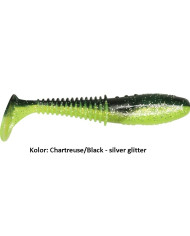 Dragon V-Lures Invader Chartreuse / Black Silver Glitter  4"