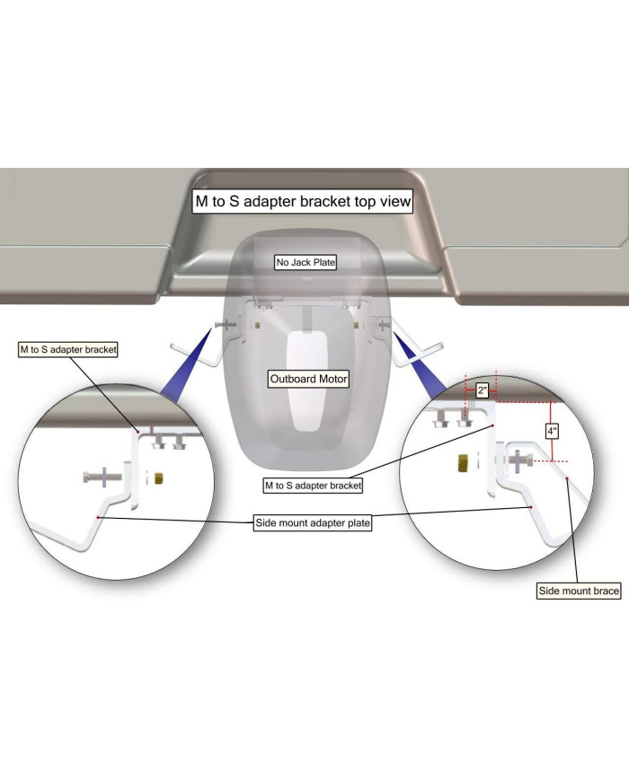 PowerPole Dual Brace Side Mount Kit to Jack Plate 2" Setback - 6" Rise