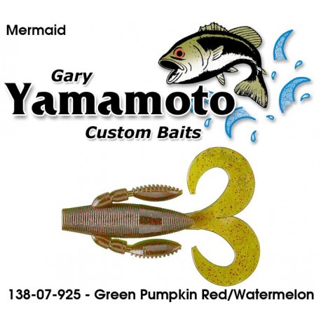 Gary Yamamoto Mermaid Green Pumpkin Red/Watermelon3.75"