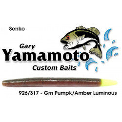 Gary Yamamoto Yamasenko Green Pumpkin Amber Laminate w Luminous Tail Senko