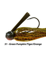 Picasso Fantasy Football Jig Green Pumpkin Tiger Orange 3/8oz 4/0 Picasso Fantasy Football Jig Green Pumpkin Tiger Orange 3/8oz 4/0