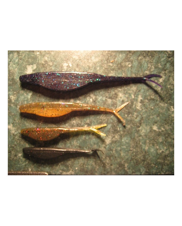 Itty's Flukes: Monster 6"; F100 4.5": F80 3.5"  Junior 3"