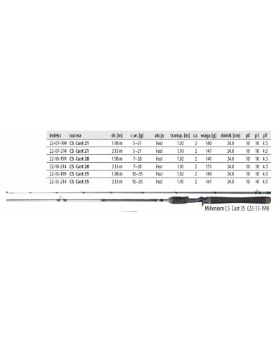 DRAGON MILLENIUM CS CAST 28 2.13M 7-28 g 2 PIECE CASTING ROD DRAGON MILLENIUM CS CAST 28 2.13M 7-28 g 2 PIECE CASTING ROD