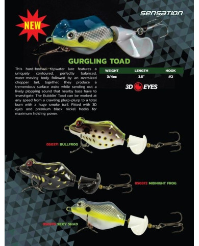 Sensation Gurgling Toad SEXY SHAD 3.5" 3/4 Oz Sensation Gurgling Toad SEXY SHAD 3.5" 3/4 Oz