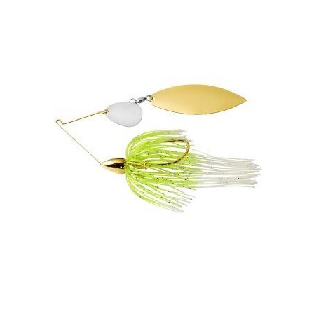 1/2 Oz WAR EAGLE GOLD FRAME TANDEM BLADE SPINNERBAIT- WHITE CHARTREUSE cg/WN