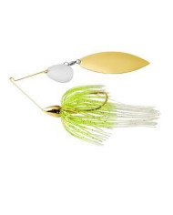 1/2 Oz WAR EAGLE GOLD FRAME TANDEM BLADE SPINNERBAIT- WHITE CHARTREUSE cg/WN