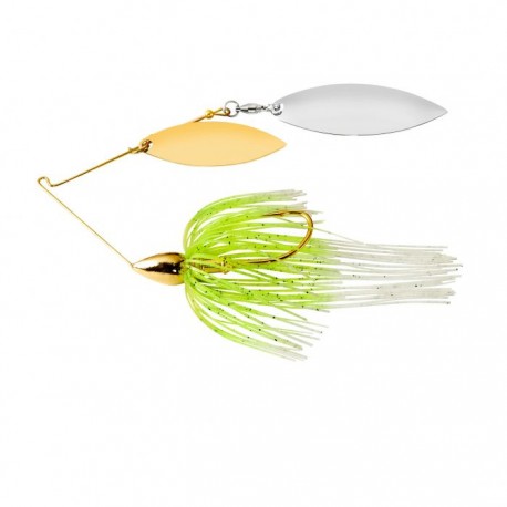 1/2 Oz WAR EAGLE GOLD FRAME DOUBLE WILLOW SPINNERBAIT- WHITE CHARTREUSE wg/WN