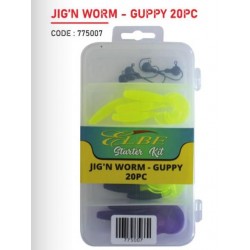 Elbe 20 pc Jig'n Worm Guppy Starter Kit