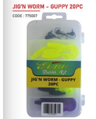 Elbe 20 pc Jig'n Worm Guppy Starter Kit