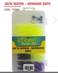 Elbe 20 pc Jig'n Worm minnow Starter Kit