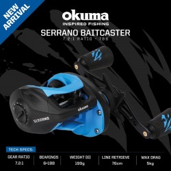 Okuma Serrano 100 HA 7,2: RH Baitcaster Reel