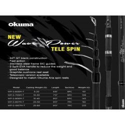 Okuma Wave Power 6' Medium Telespin Telescopic Spinning Rod