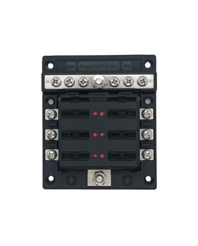 Guardian Marine / 4x4 Fuse Box - 1 in and 6 out with Negative Bus and LED indicator