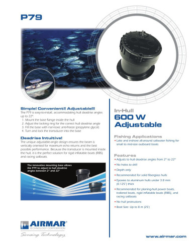 Airmar P79 50-200 khz Shoot Through Hull Transducer Airmar P79 50-200 khz Shoot Through Hull Transducer