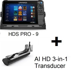 Lowrance HDS PRO 9 AIHD 3-in-1 Transducer Fishfinder Chartplotter Combo