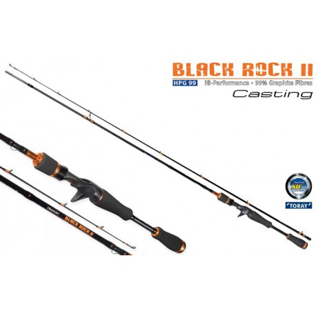 Dragon Black Rock II C2-7078-MLF 7 foot Medium Light Fast Action 2 Piece Graphite Casting Rod 