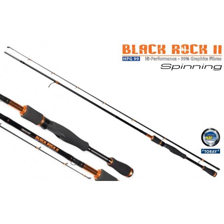 Dragon Black Rock II S2-7278-MLF 7 foot Two Inch Medium Light Fast Action 2 Piece Graphite Spinning Rod 