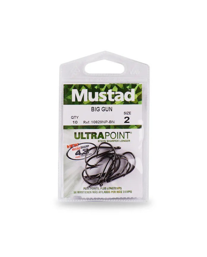 Mustad Big Gun 10829 Black Nickle Size 1/0 (Cut Bait hook)