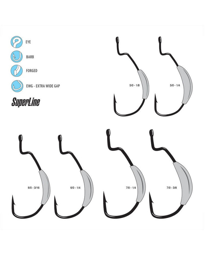 Gamakatsu Size 7/0 - 3/8 Oz Extra Wide Gap (EWG) Monster, Weighted Hook