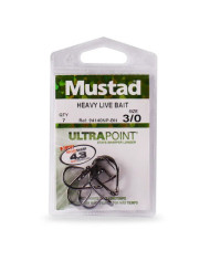 Mustad Heavy Live Bait 3x 94140 Black Nickle Size 8/0 (Live Bait Hook)