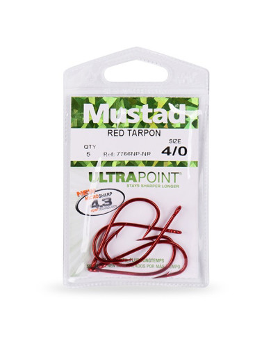 Mustad Red Tarpon 7766 Red Size 1/0 (Cut Bait Hook)
