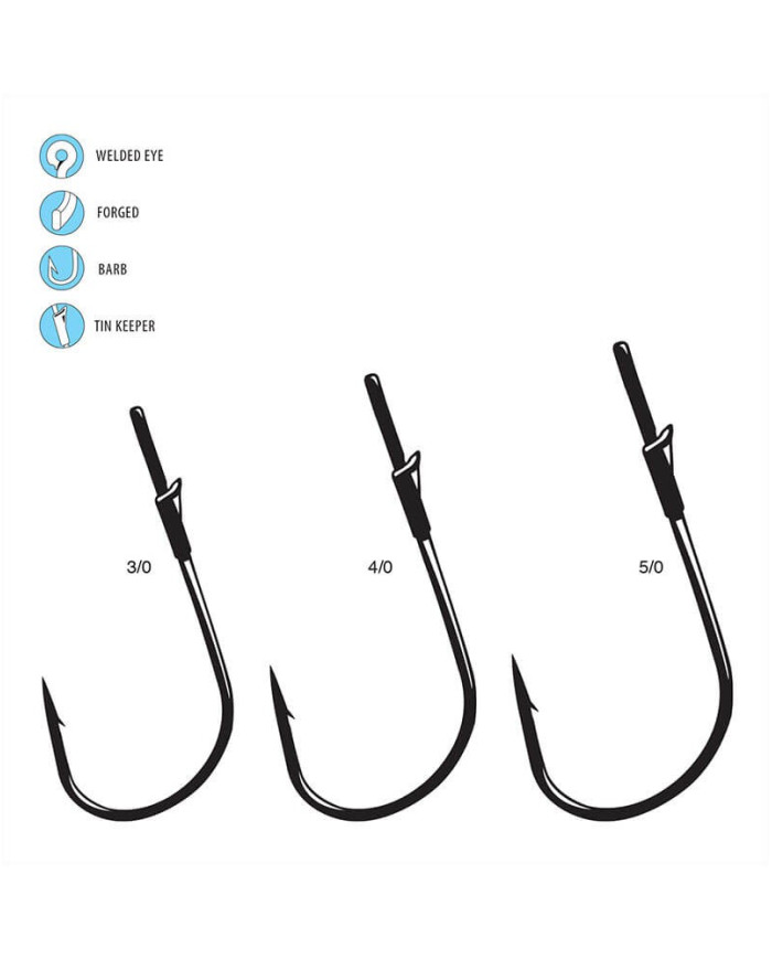 Gamakatsu Size 4/0 Heavy Cover Worm with Tin Keeper Flipping Hook
