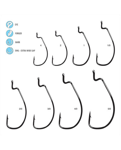 Gamakatsu Size 2 Offset Shank Worm EWG Hook Black Nickle Gamakatsu Size 2 Offset Shank Worm EWG Hook Black Nickle
