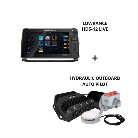 Lowrance HDS-12 LIVE OUTBOARD PILOT Hydraulic Auto Pilot Kit Bundle Offer