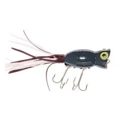 Arbogast Hula Popper Black - Blk/Wit Skirt 2in 3/8oz