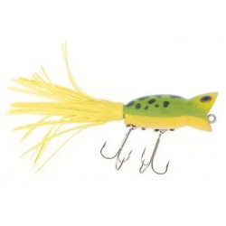 Arbogast Hula Popper Frog Yellow Belly - Chart Skirt 2in 3/8oz