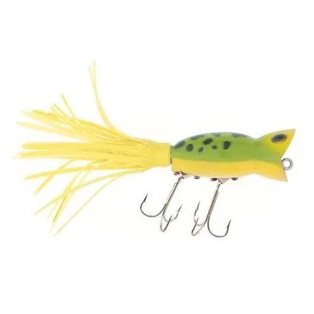 Arbogast Hula Popper Frog Yellow Belly - Chart Skirt 2" 3/8oz