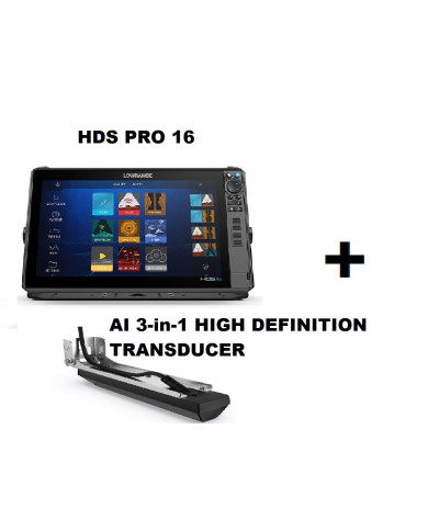 Lowrance HDS PRO 16 AIHD 3-in-1 HD Transducer Fishfinder Chartplotter Combo