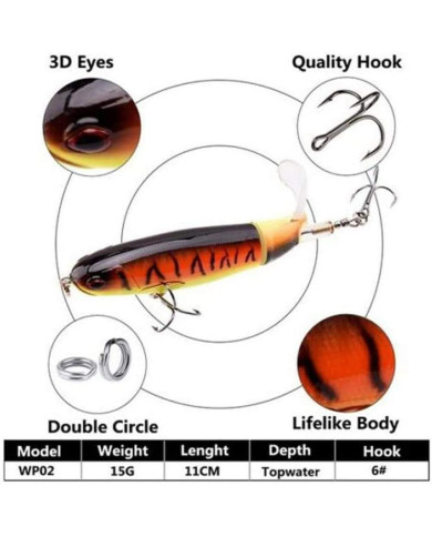 React Tornado Tail Red Head Clear Topwater-Plopper 4 1/3in 1/2oz  React Tornado Tail Red Head Clear Topwater-Plopper 4 1/3in 1/2oz