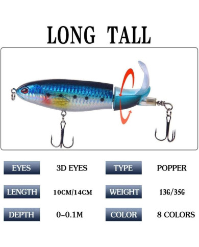 React Tornado Tail Red Head Clear Topwater-Plopper 4 1/3in 1/2oz  React Tornado Tail Red Head Clear Topwater-Plopper 4 1/3in 1/2oz