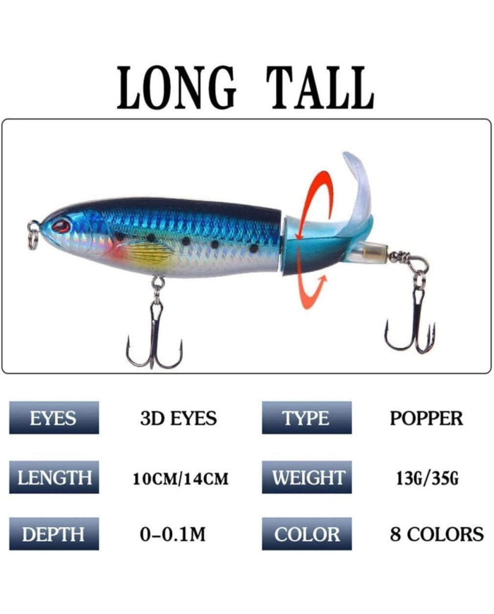 React Tornado Tail Perch Blue Shad Topwater-Plopper 4 1/3in 1/2oz 