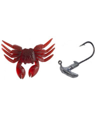 React Soft Crab Red 3.15inx2in With 1/4oz s1 Weighted hook  