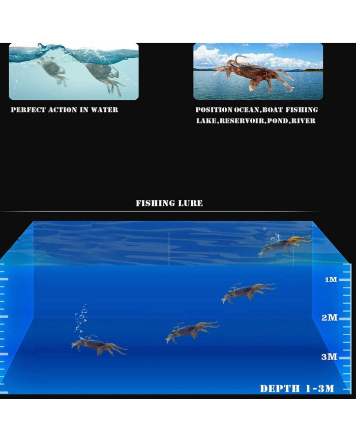 React Rigged Crab Watermelon Green 4 1/3inx2in With 1oz Weighted 3/0 Double hook  