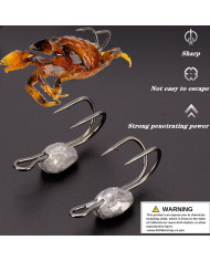 React Rigged Crab Natural Orange 4 1/3inx2in With 1oz Weighted 3/0 Double hook  