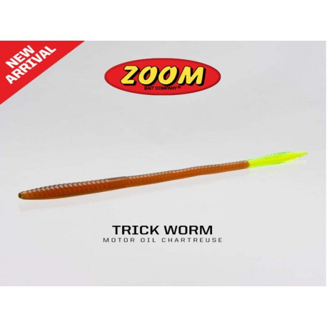 Zoom Original Trick Worm Motor Oil Chartreuse 6.5 inch