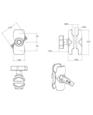 RAM DBL SOCKET C SHORT ARM