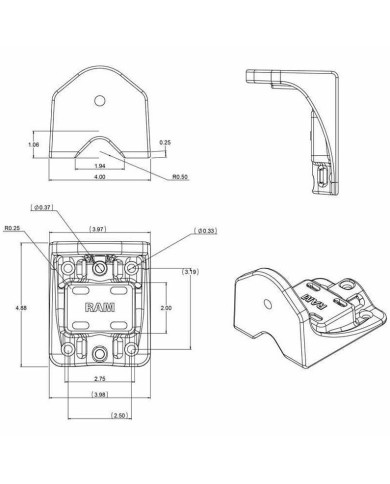 RAM-109VU MB38 Vertical 6" Swing Arm Mount for Fishfinders & Plotters