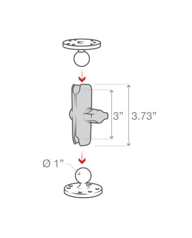 RAM Double Socket Arm - 1 inch B Size Ball Medium Length RAM Double Socket Arm - 1 inch B Size Ball Medium Length