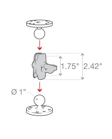 RAM Double Socket Arm - 1 inch B Size Ball Short Length A RAM Double Socket Arm - 1 inch B Size Ball Short Length A