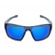 Ocean Polarized Sunglasses - PJ 726 Shiny Crystal Dark Grey Rubber Frame and Smoke/Blue Revo Lens