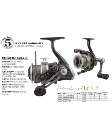 Dragon Fishmaker EVO.3 FD 1120i Front Drag Spinning Reel Dragon Fishmaker EVO.3 FD 1120i Front Drag Spinning Reel